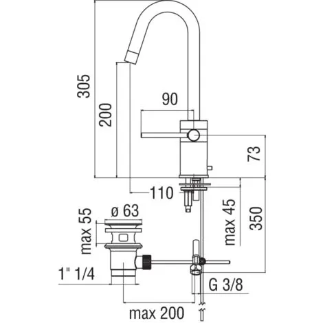 Mitigeur Lavabo Bec Haut Pivotant Nobili Plus PL00128/1CR | Chromé - Vidage Automatique 1"1/4 - Chromé 2 Mitigeur Lavabo Bec Haut Pivotant Nobili Plus PL00128/1CR | Chromé - Vidage Automatique 1"1/4 - Chromé – Image 2