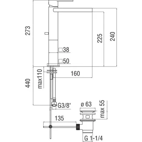 Mitigeur Lavabo Haut A Cascade Nobili Loop LPC90128/1CR | Chromé - Vidage Automatique 1"1/4 - Chromé 2 Mitigeur Lavabo Haut A Cascade Nobili Loop LPC90128/1CR | Chromé - Vidage Automatique 1"1/4 - Chromé – Image 2