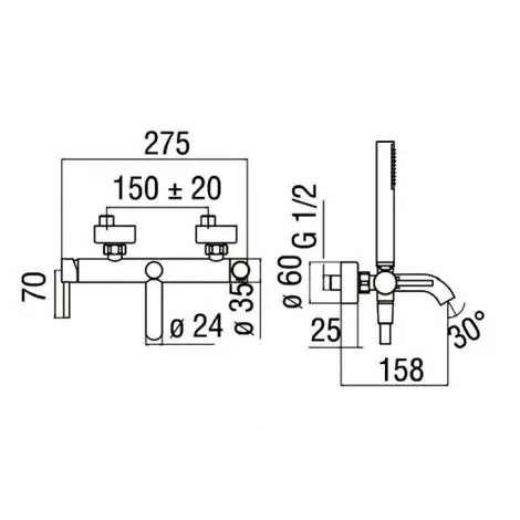 NOBILI Mitigeur Bain/Douche ACQUERELLI Mural Complet 3 NOBILI Mitigeur Bain/Douche ACQUERELLI Mural Complet – Image 3