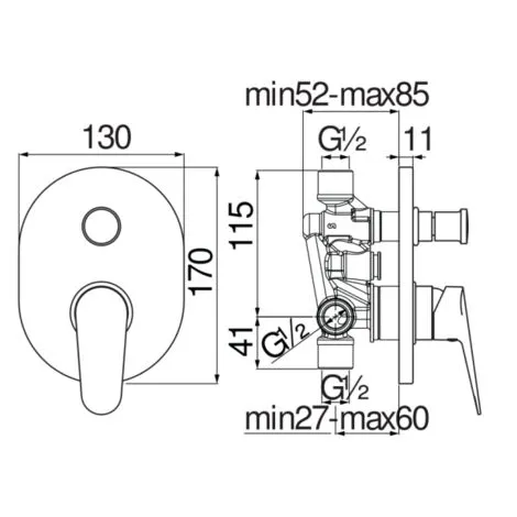 Nobili Mitigeur De Douche Encastré Avec Inverseur Série Blues BS101100CR | Chromè 2 Nobili Mitigeur De Douche Encastré Avec Inverseur Série Blues BS101100CR | Chromè – Image 2