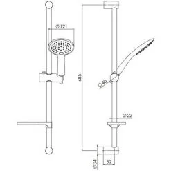 Barre De Douche Avec Bouton De Sélection Nobili AD140/67CR | Chromé - Chromé 5 Barre De Douche Avec Bouton De Sélection Nobili AD140/67CR | Chromé - Chromé -France NOBILI Soldes Boutique 32813395 3