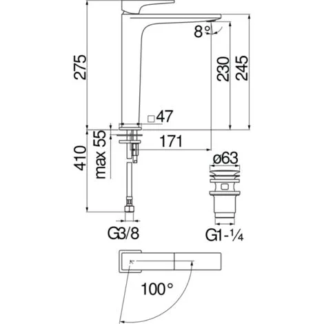 Mitigeur De Lavabo Rehaussé Noir Mat Nobili Seven SEE124128/2BM | Noir Mat - Noir Mat 2 Mitigeur De Lavabo Rehaussé Noir Mat Nobili Seven SEE124128/2BM | Noir Mat - Noir Mat – Image 2