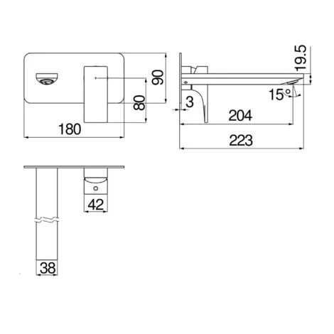 Partie Extérieure Mitigeur Lavabo Mural Avec Bec 20 Cm Nobili Seven SE124198/1CR | Chromé - Chromé 2 Partie Extérieure Mitigeur Lavabo Mural Avec Bec 20 Cm Nobili Seven SE124198/1CR | Chromé - Chromé – Image 2