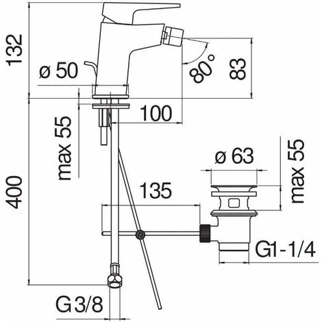 Mitigeur De Bidet Avec Vidage 1"1/4 Nobili Nobi NB84119/1CR | Chromé - Vidage Automatique 1"1/4 - Chromé 2 Mitigeur De Bidet Avec Vidage 1"1/4 Nobili Nobi NB84119/1CR | Chromé - Vidage Automatique 1"1/4 - Chromé – Image 2