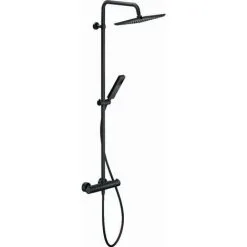 Colonne De Douche Thermostatique NOBILI Avec Pomme De Douche Carrée Et Douchette - Noir Mat - VV103030/31BM