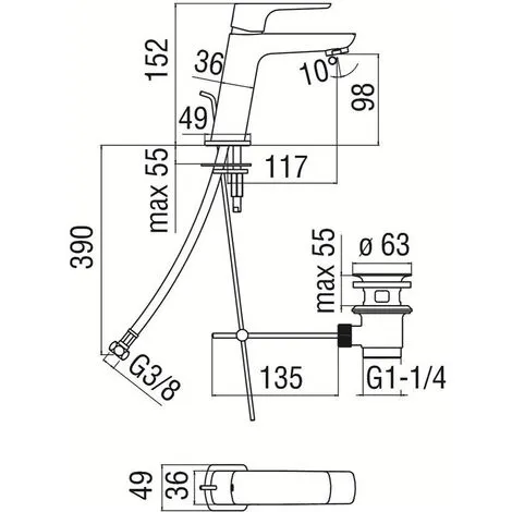 Mitigeur Lavabo NOBILI Acquaviva - Noir - VV103118/2BM 2 Mitigeur Lavabo NOBILI Acquaviva - Noir - VV103118/2BM – Image 2