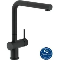 NOBILI Mitigeur Dévier Biomaster Bec Haut Noir - Chromé