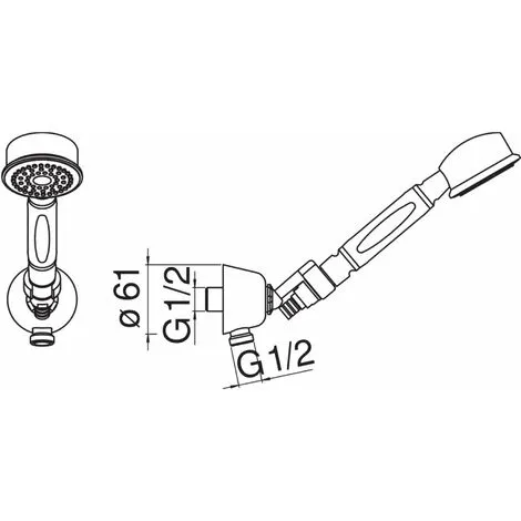 Ensemble De Douche Antique Avec Raccord D'eau Chromé Nobili AD143/7CR | Chromé - Chromé 2 Ensemble De Douche Antique Avec Raccord D'eau Chromé Nobili AD143/7CR | Chromé - Chromé – Image 2