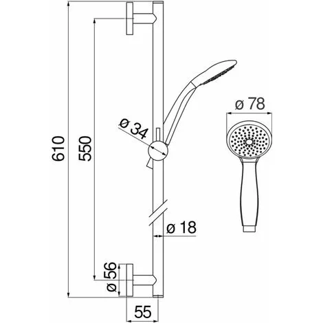 Barre De Douche Avec Support De Douche Coulissant Nobili AD140/39CR | Chromé - Chromé 2 Barre De Douche Avec Support De Douche Coulissant Nobili AD140/39CR | Chromé - Chromé – Image 2