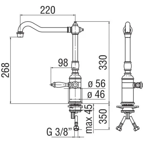 Mélangeur D'évier De Cuisine De Style Rétro Finition Bronze Nobili Charlie CH75113BR | Bronze - Bronze 2 Mélangeur D'évier De Cuisine De Style Rétro Finition Bronze Nobili Charlie CH75113BR | Bronze - Bronze – Image 2
