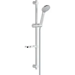 Nobili Set De Douche Avec Douchette 3 Jets + Barre De Douche Réglable Max 66cm + Porte Savon Amovible, Chrome (AD140/61CR)