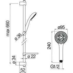 Nobili Set De Douche Avec Douchette 3 Jets + Barre De Douche Réglable Max 66cm + Porte Savon Amovible, Chrome (AD140/61CR) 5 Nobili Set De Douche Avec Douchette 3 Jets + Barre De Douche Réglable Max 66cm + Porte Savon Amovible, Chrome (AD140/61CR) -France NOBILI Soldes Boutique 62076880 3