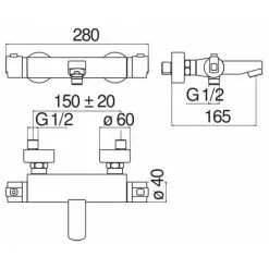 Nobili Tyko Set Mitigeur Thermostatique + Douchette 3 Jets + Barre De Douche Réglable Max 66cm + Porte Savon Amovible, Chrome -France NOBILI Soldes Boutique 62115546 3