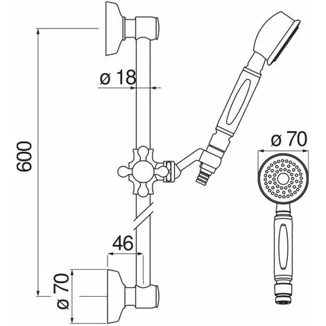 Barre De Douche Finition Chrome Antique Nobili AD140/48CR | Chromé - Chromé 2 Barre De Douche Finition Chrome Antique Nobili AD140/48CR | Chromé - Chromé – Image 2
