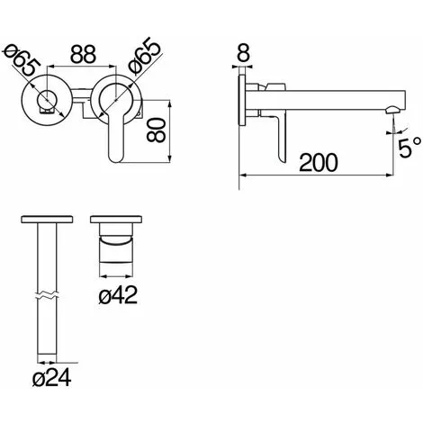 Mitigeur Lavabo Mural Sans Plaque Nobili Abc AB87199/1CR | Chromé - Chromé 3 Mitigeur Lavabo Mural Sans Plaque Nobili Abc AB87199/1CR | Chromé - Chromé – Image 3