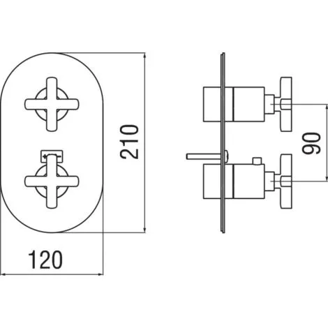 Partie Externe Thermostatique 2 Voies Nobili Lira LR116102CR | Chromé - Chromé 2 Partie Externe Thermostatique 2 Voies Nobili Lira LR116102CR | Chromé - Chromé – Image 2